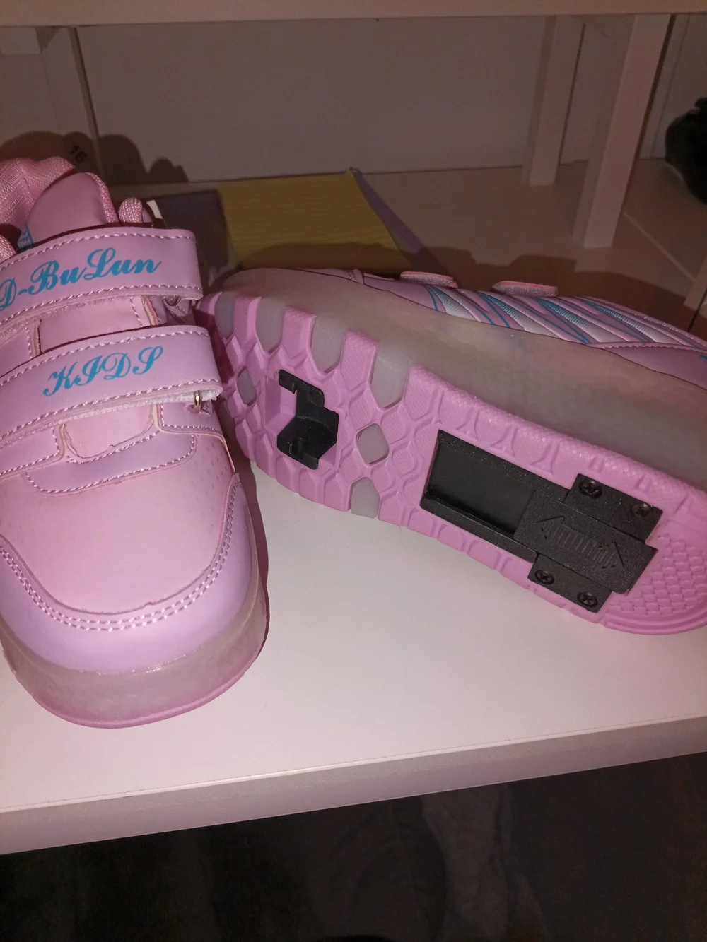 Kids Pink Light-Up Roller Sneakers with USB Charging